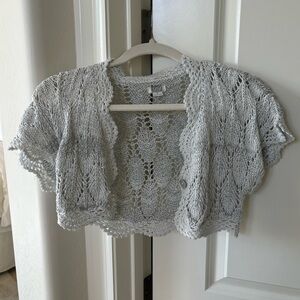 Y2K Mini Silver Sparkle Shrug Cardigan